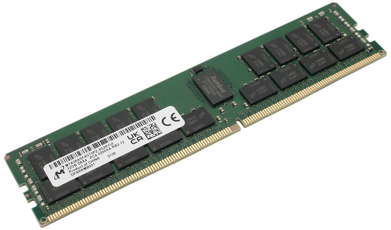Оперативная память Micron Micron MTA36ASF4G72PZ-3G2R/32GB Registered/ PC4-25600 DDR4 RDIMM-3200MHz DIMM/в комплекте 1 мо
