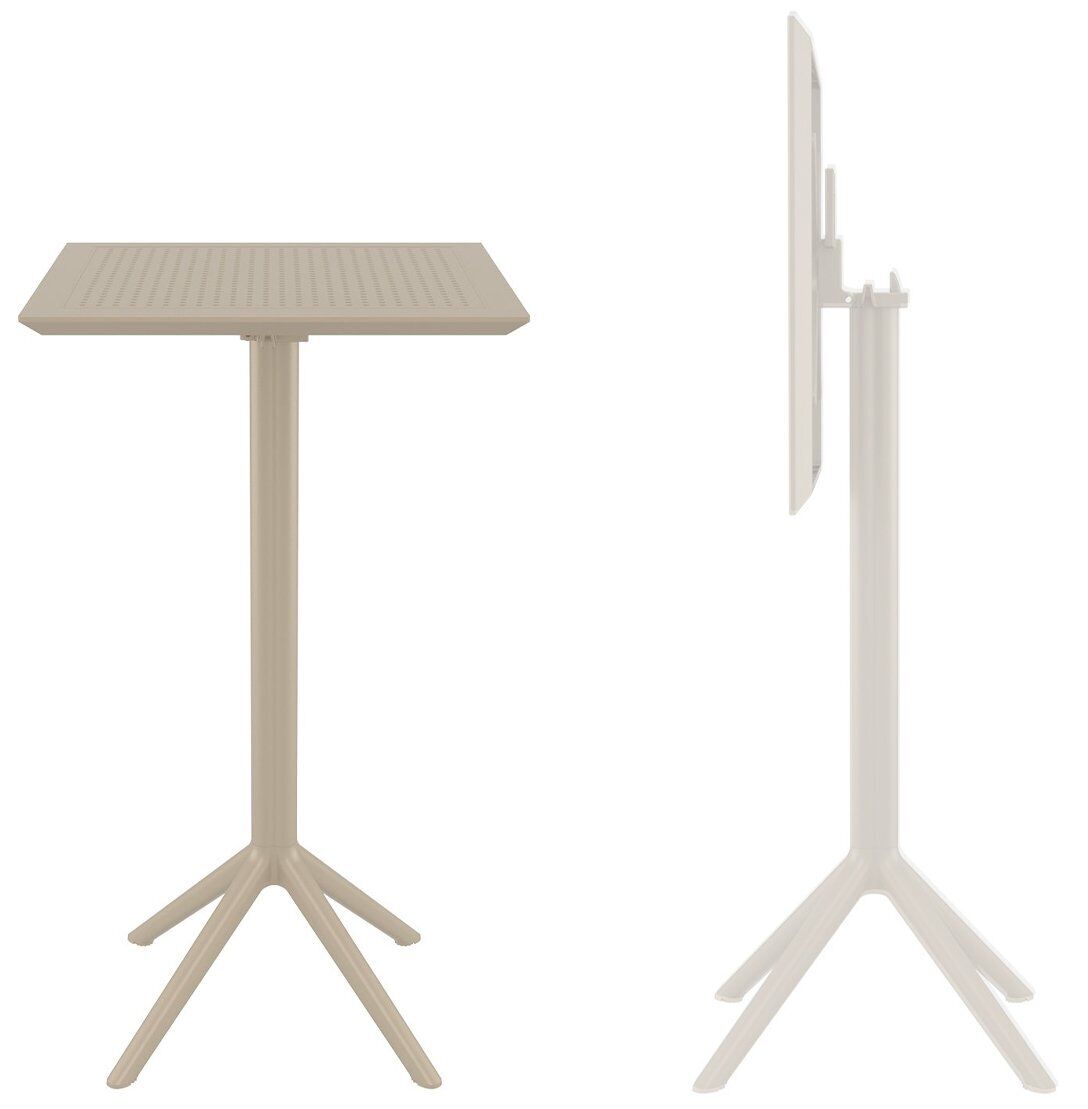 Стол пластиковый барный складной Sky Folding Bar Table 60, бежевый Siesta Contract