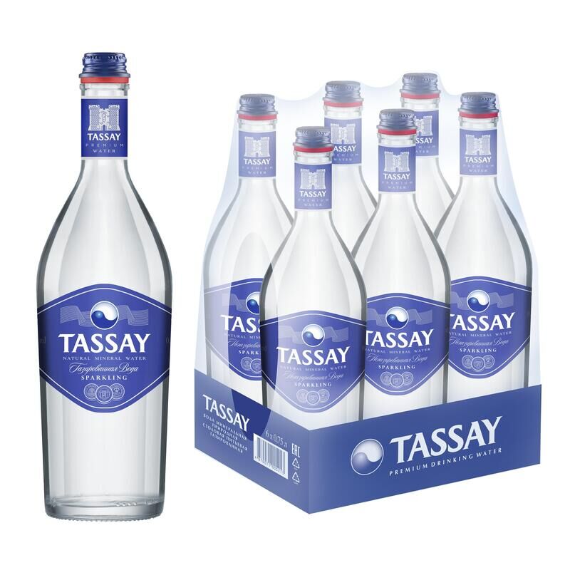 Вода питьевая TASSAY газированная 0,75 л (6 штук в упаковке) Tassay