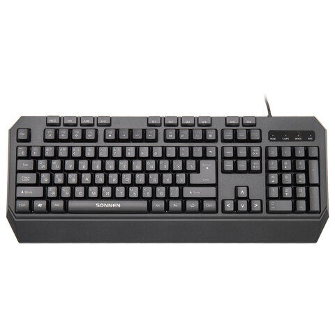 Клавиатура проводная игровая SONNEN KB-7700, USB, 104 клавиши + 10 программируемых клавиш, 3 режима подсветки, черная, 5