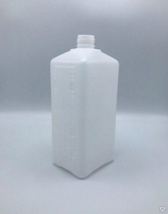 Бутыль для реактивов 1 л, квадратная, горло 28 мм, ПНД, с крышкой с прорезиненной прокладкой и кпв, 100 шт/упак 