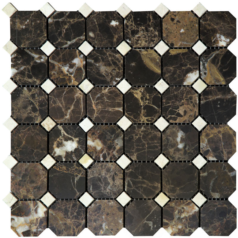 Мозаика Octagon 7M022+7M030-BP Emperador Dark Мрамор коричневый полированная Natural