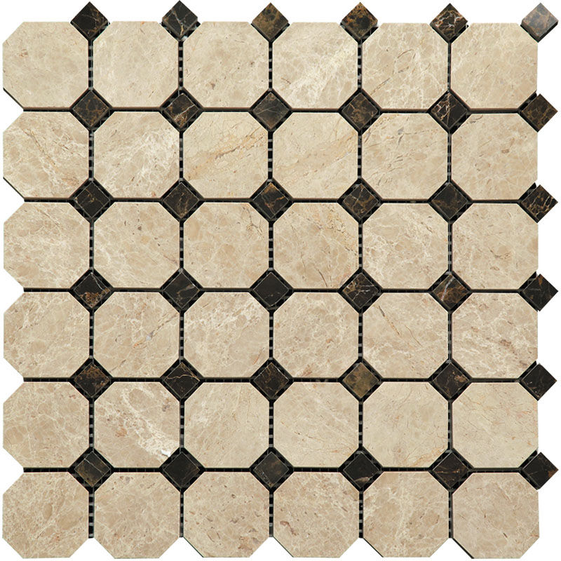 Мозаика Octagon 7M036+7M022-BP Мрамор полированная бежевая коричневая Natural