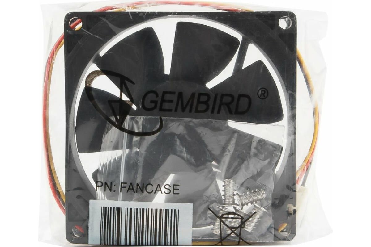 Вентилятор 12V 80x80x25мм FANCASE, втулка, 3 pin, провод 30 см "Gembird" 3