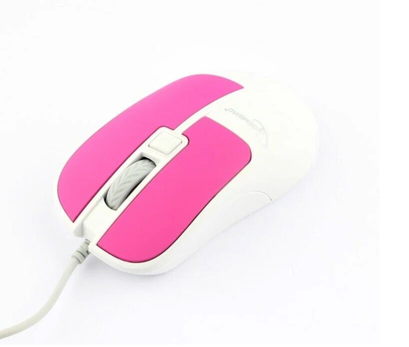 Мышь компьютерная "Gembird" MOP-410-P, USB, 3кн.+колесо кнопка, soft touch, 1600DPI, кабель 1,5м, розовый 3