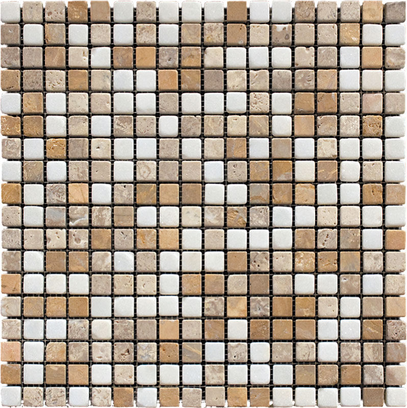 Мозаика Mix 7MT-02-15T Мрамор бежевый, белый, поверхность состаренная Natural