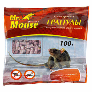 Mr.Mouse (Мистер Маус) приманка от грызунов, крыс и мышей (пакет) (гранулы), 100 г Mr. Mouse