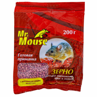 Mr.Mouse (Мистер Маус) приманка от грызунов, крыс и мышей (пакет) (зерно), 200 г Mr. Mouse