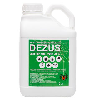Dezus (Дезус) Циперметрин средство от клопов, тараканов, блох, муравьев, мух, комаров, клещей, ос, 5 л DEZUS