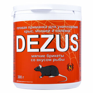Dezus (Дезус) приманка от грызунов, крыс и мышей (мягкие брикеты) (рыба), 300 г DEZUS