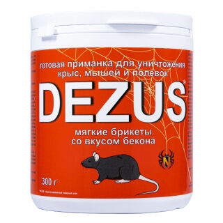 Dezus (Дезус) приманка от грызунов, крыс и мышей (мягкие брикеты) (бекон), 300 г DEZUS