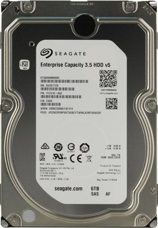 Жесткий диск HDD Seagate Seagate ST6000NM0095 Exos 7E8 /SAS 3.0/6 TB 7200об/мин/Скорость чтения 226МБайт/с Скорость запи