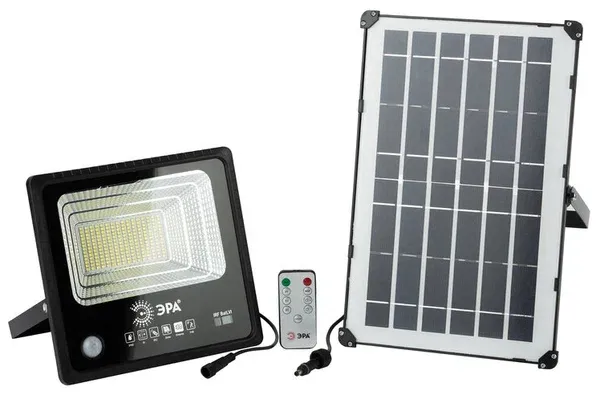 Прожектор светодиодный 100 Вт 5000К 1200 лм IP65 уличный с датчиком движения солнечная батарея ПДУ Эра Б0049547