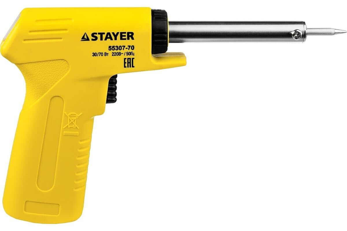 Паяльник с пистолетной пластмассовой рукояткой, STAYER "MASTER" MAXTerm, 55307-70, 30 - 70 Вт, конус