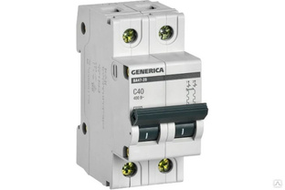 Автоматический выключатель GEN-2-040-C, ВА47-29, 2Р, 40А, 4,5кА, х-ка С, (шт.) 