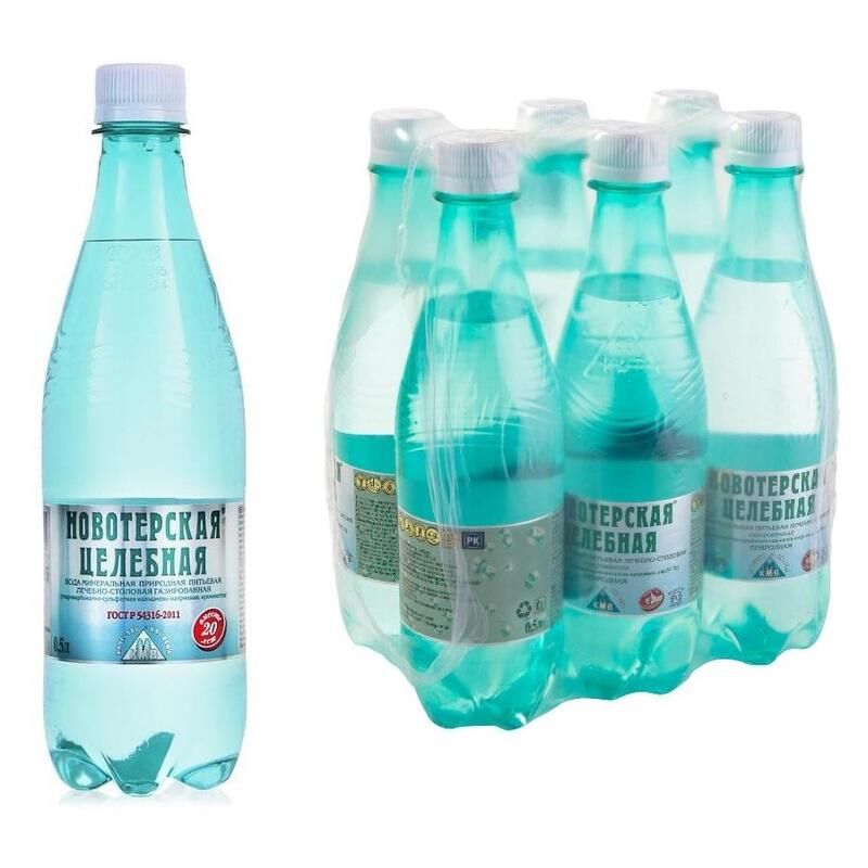 Вода питьевая Новотерская газированная 0.5 л (6 штук в упаковке)