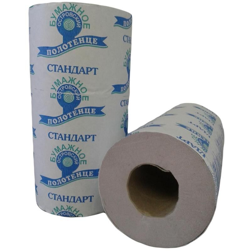 Полотенца бумажные 1-слойные серые 24 рулона по 33 метра NoName