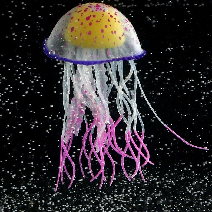 Декор для аквариума из силикона Медуза с неоновым эффектом фиолетовая 6,5*6,5*11,5см, 7108878