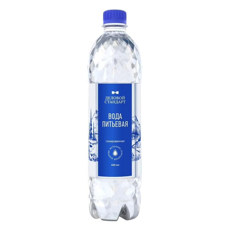Вода питьевая Деловой Стандарт газированная 0,6 л (12 штук в упаковке) Деловой стандарт