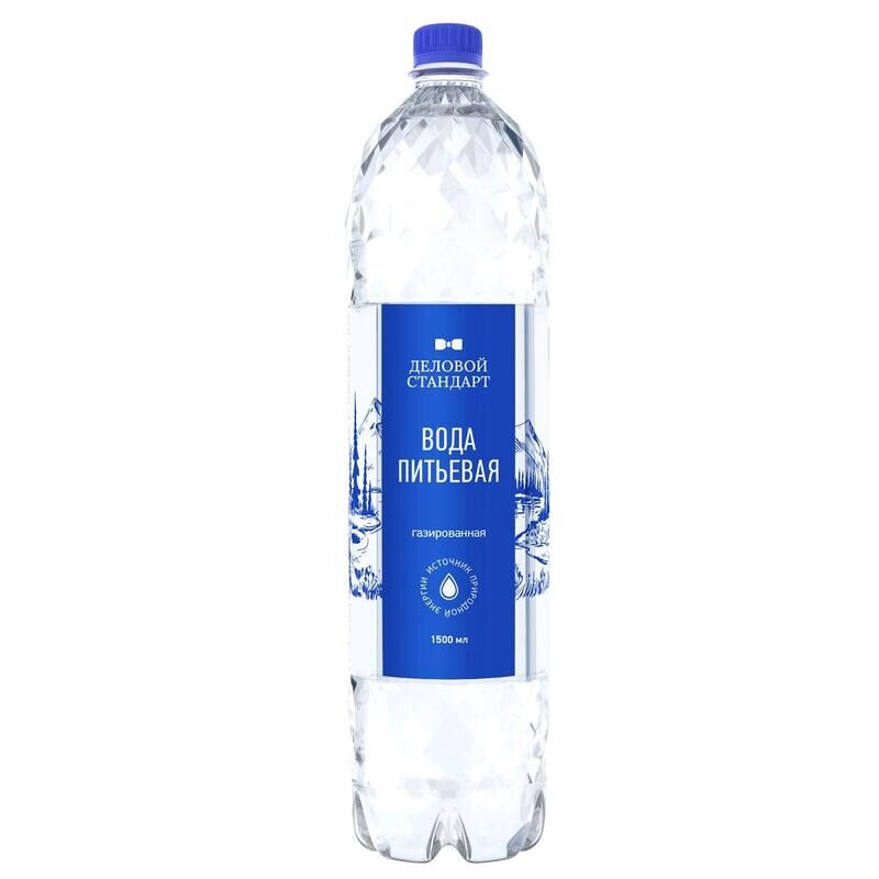 Вода питьевая Деловой Стандарт газированная 1,5 л (6 штук в упаковке) Деловой стандарт