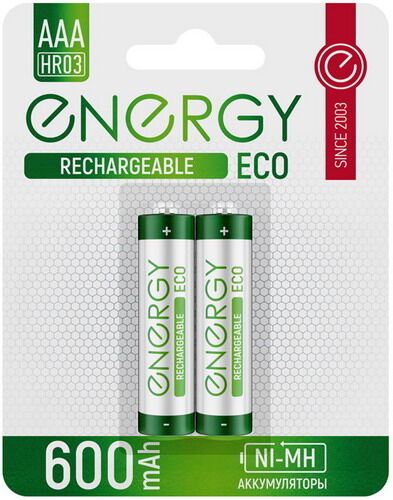 Аккумулятор Energy Eco NIMH-600-HR03/2B АAА 2шт 104986