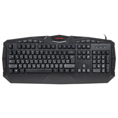 Клавиатура проводная игровая SONNEN Q9M, USB, 104 клавиши + 10 мультимедийных, RGB подсветка, черная, 513511