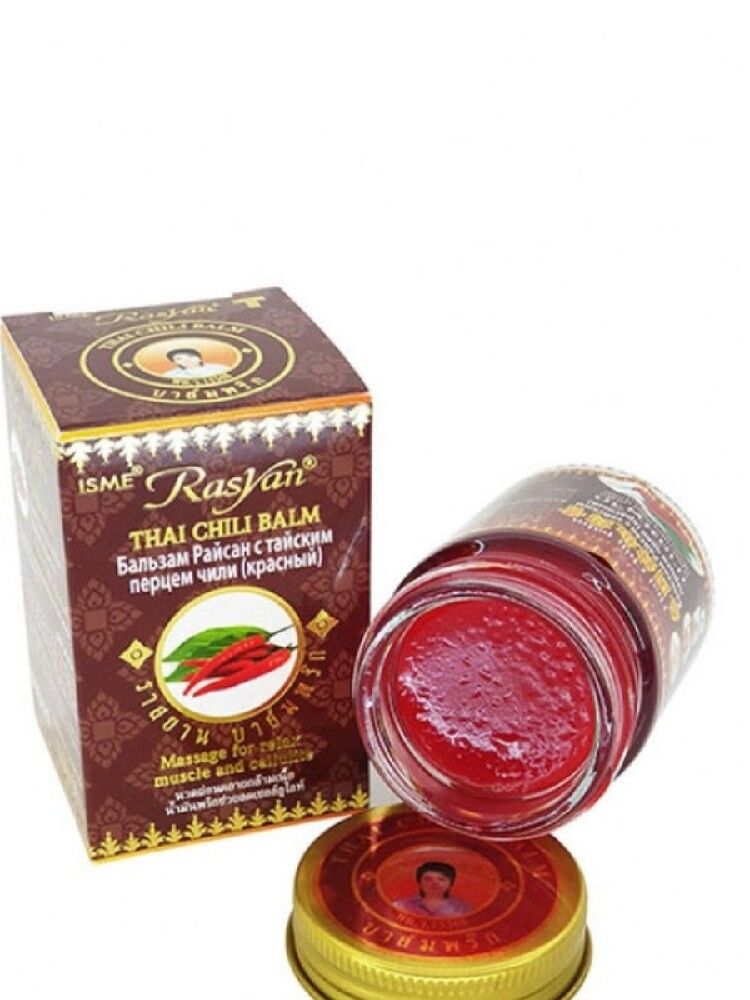 Бальзам Тайский красный Rasyan из тайского чили против боли в мышцах, голове и суставах, 50 гр