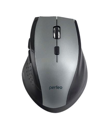 Мышь Perfeo беспров., оптич. "DAILY", 6 кн, DPI 800-1600, USB, серый металик