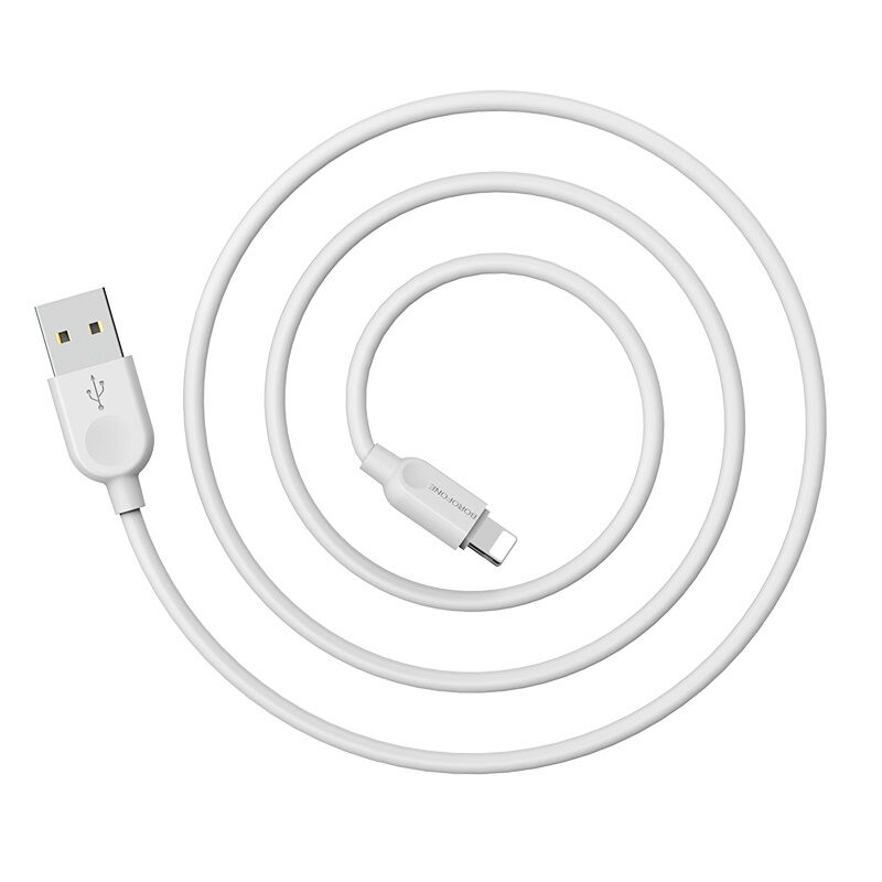 USB кабель шт.USB (A) - шт.Lightning 2,0м, 2,4A силиконовый, белый BX14 "Borofone" 3