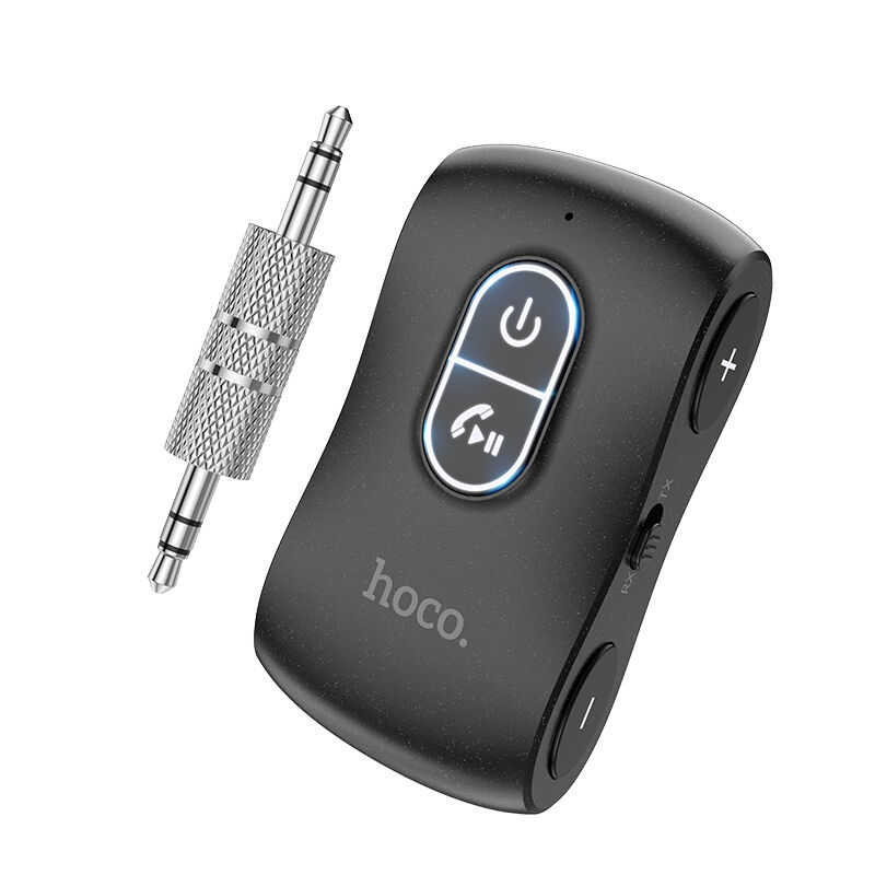 Автомобильный беспроводной Aux адаптер Hoco E73 Pro (AUX, Bluetooth 5.0), серый 3