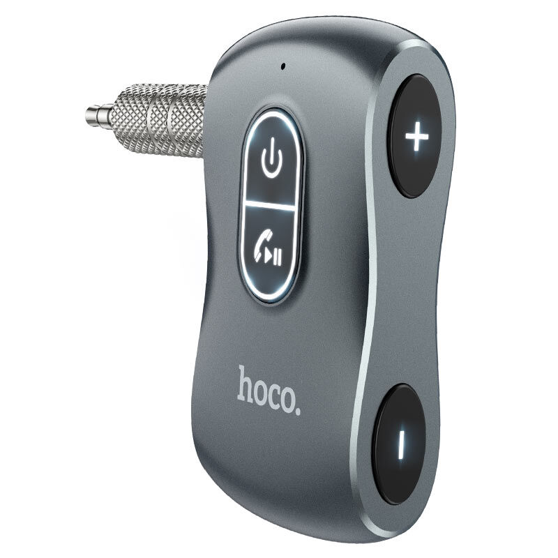 Автомобильный беспроводной Aux адаптер Hoco E73 (AUX, Bluetooth 5.0), серый