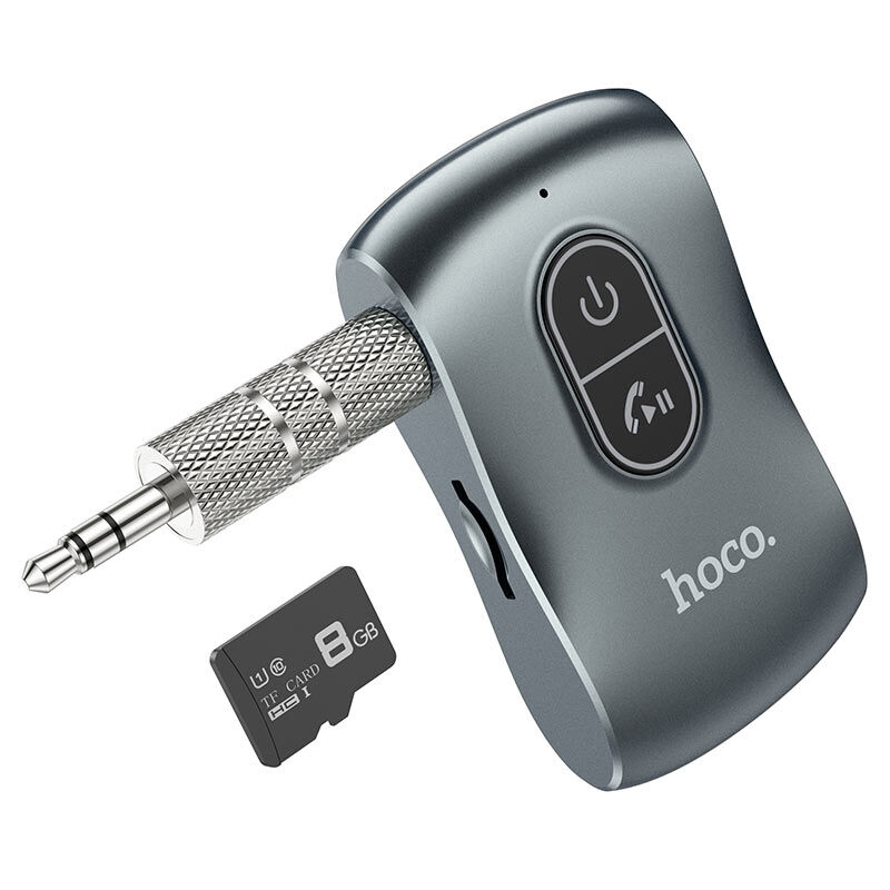 Автомобильный беспроводной Aux адаптер Hoco E73 (AUX, Bluetooth 5.0), серый 3