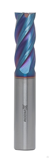 Твердосплавная концевая фреза с плоским торцом монолитная 4 зуба с покрытием Nano Blue удлиненная Ø 12х45х100 мм #1