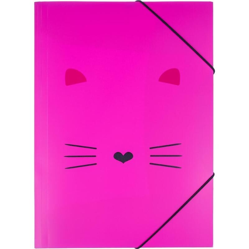 Папка на резинках №1 School Kitty А4 18 мм пластиковая до 200 листов розовая (толщина обложки 0.45 мм) Комус Класс