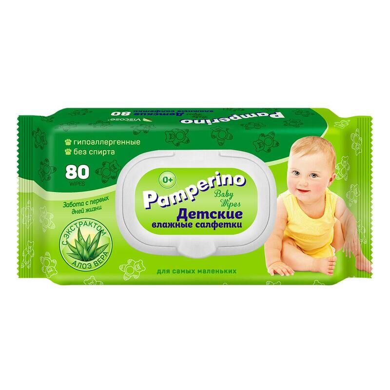 Влажные салфетки детские Pamperino 80 штук в упаковке PAMPERINO