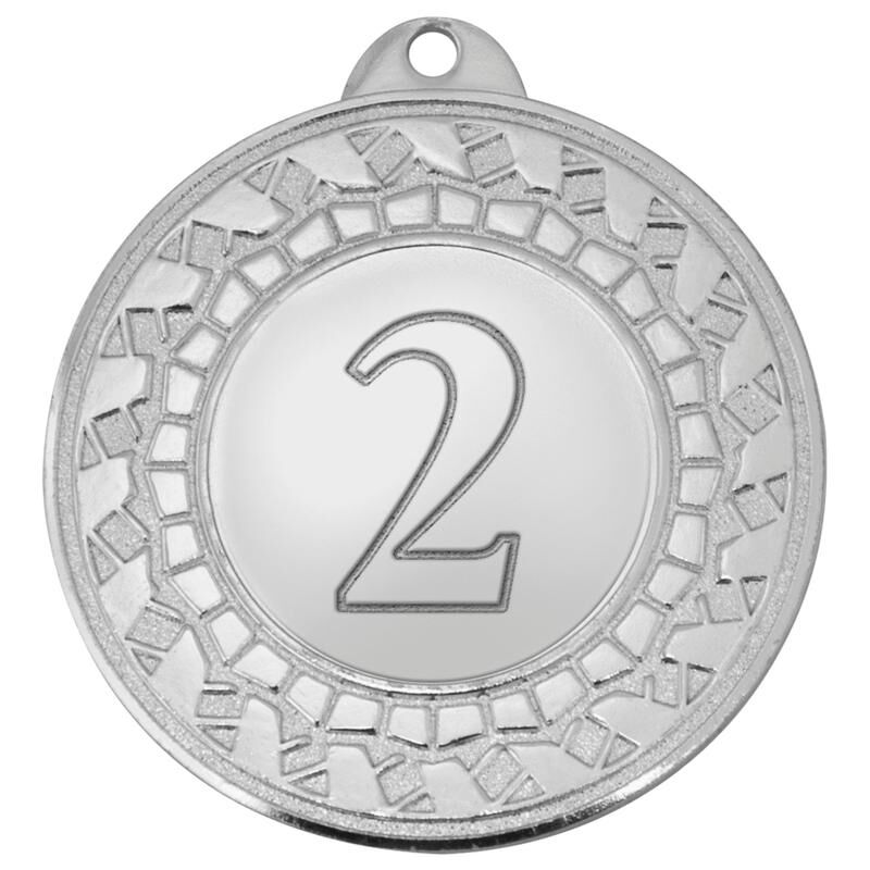 Медаль призовая 2 место железная серебристая (диаметр 4.5 см) NoName