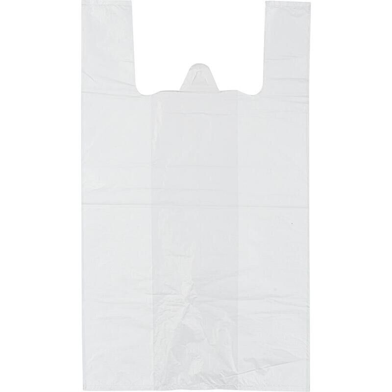 Пакет-майка ПНД 15 мкм белый (30+18х55 см, 100 штук в упаковке) NoName