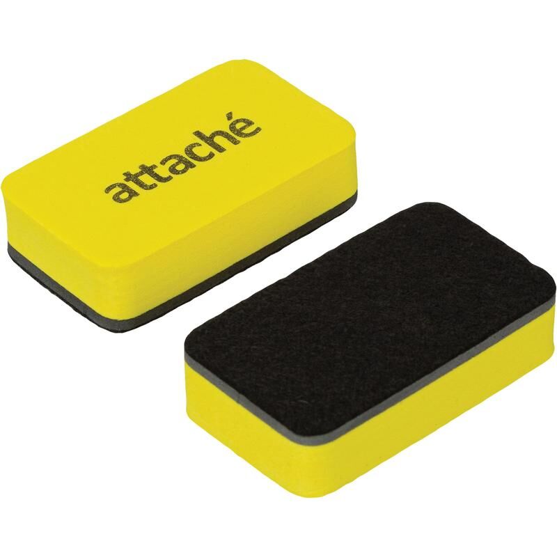 Губка-стиратель для магнитно-маркерных досок Attache Economy магнитная желтая (70x40x18 мм, 2 штуки в упаковке)
