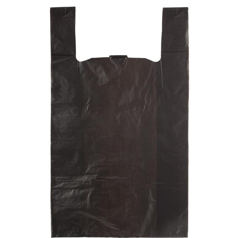 Пакет-майка ПНД 30 мкм черный (40+18x70 см, 50 штук в упаковке) NoName