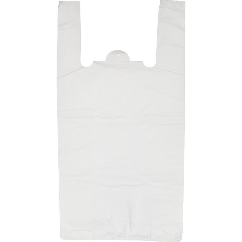 Пакет-майка ПНД 15 мкм белый (38+20x68 см, 100 штук в упаковке) NoName