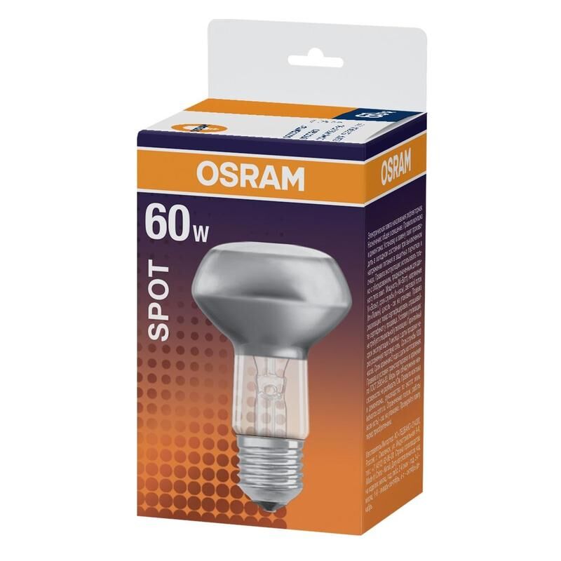 Лампа накаливания Osram 60 Вт E27 рефлекторная 2700 K матовая теплый белый свет (4052899182264)
