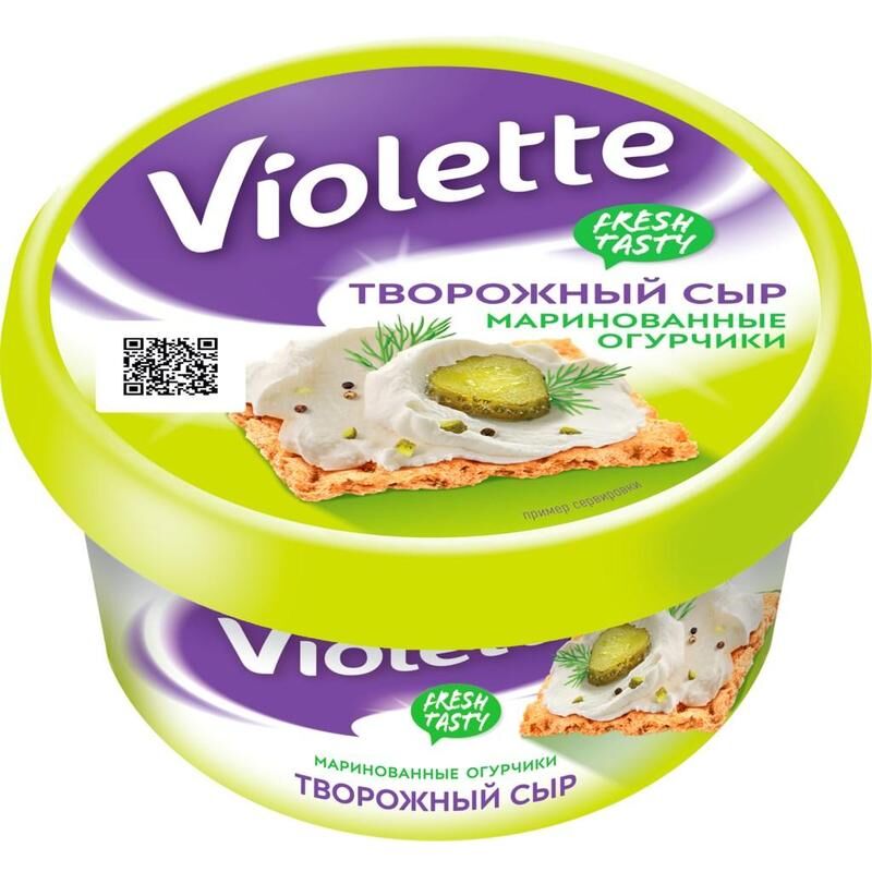 Сыр творожный Violette маринованные огурчики 70% 140 г