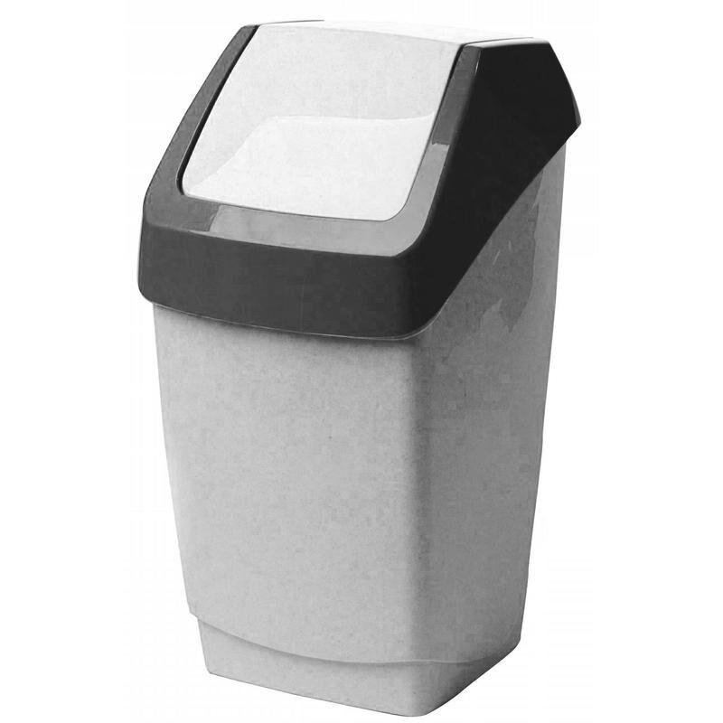 Ведро для мусора с крышкой-вертушкой М-пластика Хапс 25 л пластик серое/черное (30х28х55 см)