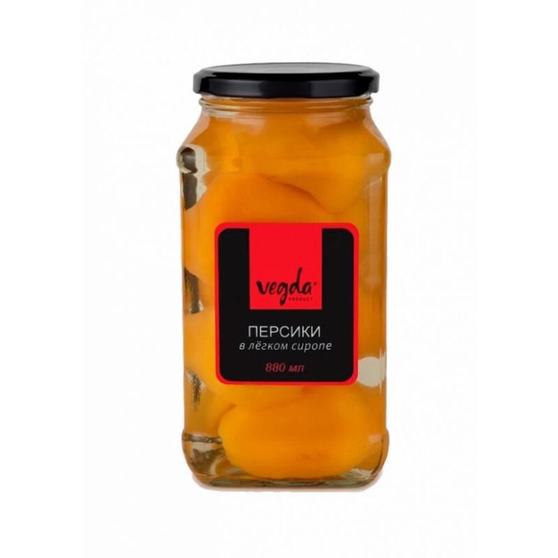 Персики Vegda product в легком сиропе 880 мл