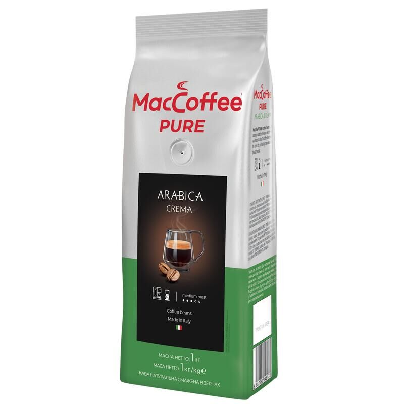 Кофе в зернах MacCoffee PURE Arabica Crema 100% арабика 1 кг