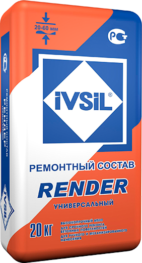 Гидроизоляционный состав IVSIL RENDER, 20кг.