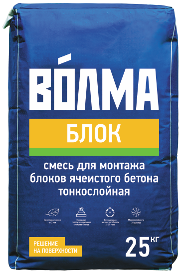 Монтажная смесь цементная "ВОЛМА Блок" 25 кг