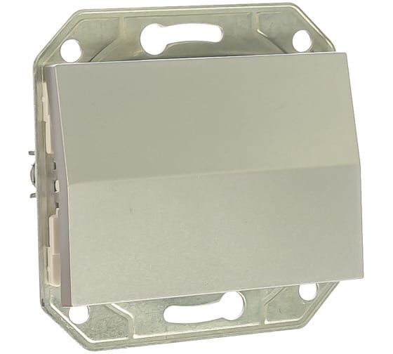 Выключатель СВЕТОЗАР "ЭФФЕКТ" одноклавишный, без вставки и рамки, цвет светло-серый металлик, 10A/~250B