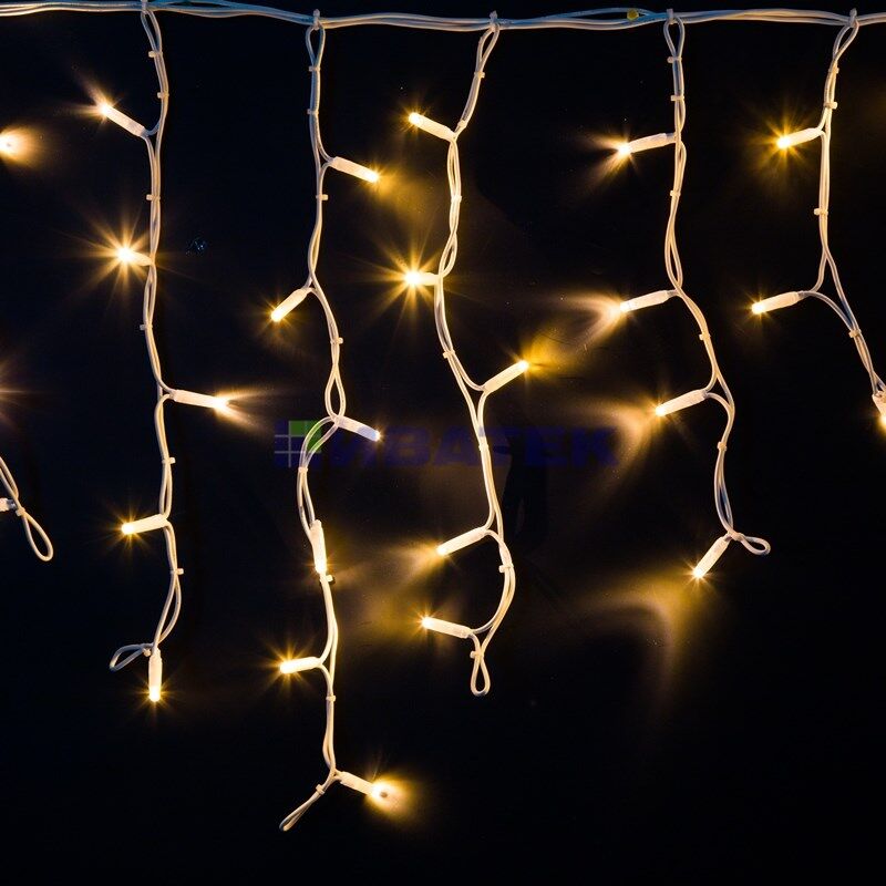 Гирлянда Айсикл (бахрома) светодиодный, 4,0 х 0,6 м, белый провод "КАУЧУК", 230 В, диоды тепло-белые, 128 LED