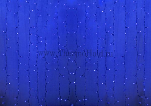 Гирлянда новогодняя "Светодиодный Дождь" 2х3м, постоянное свечение, прозрачный провод, 220В, Синий